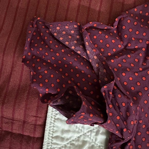 Ann Taylor Burgundy Polka Dot Blouse - Picture 2 of 4